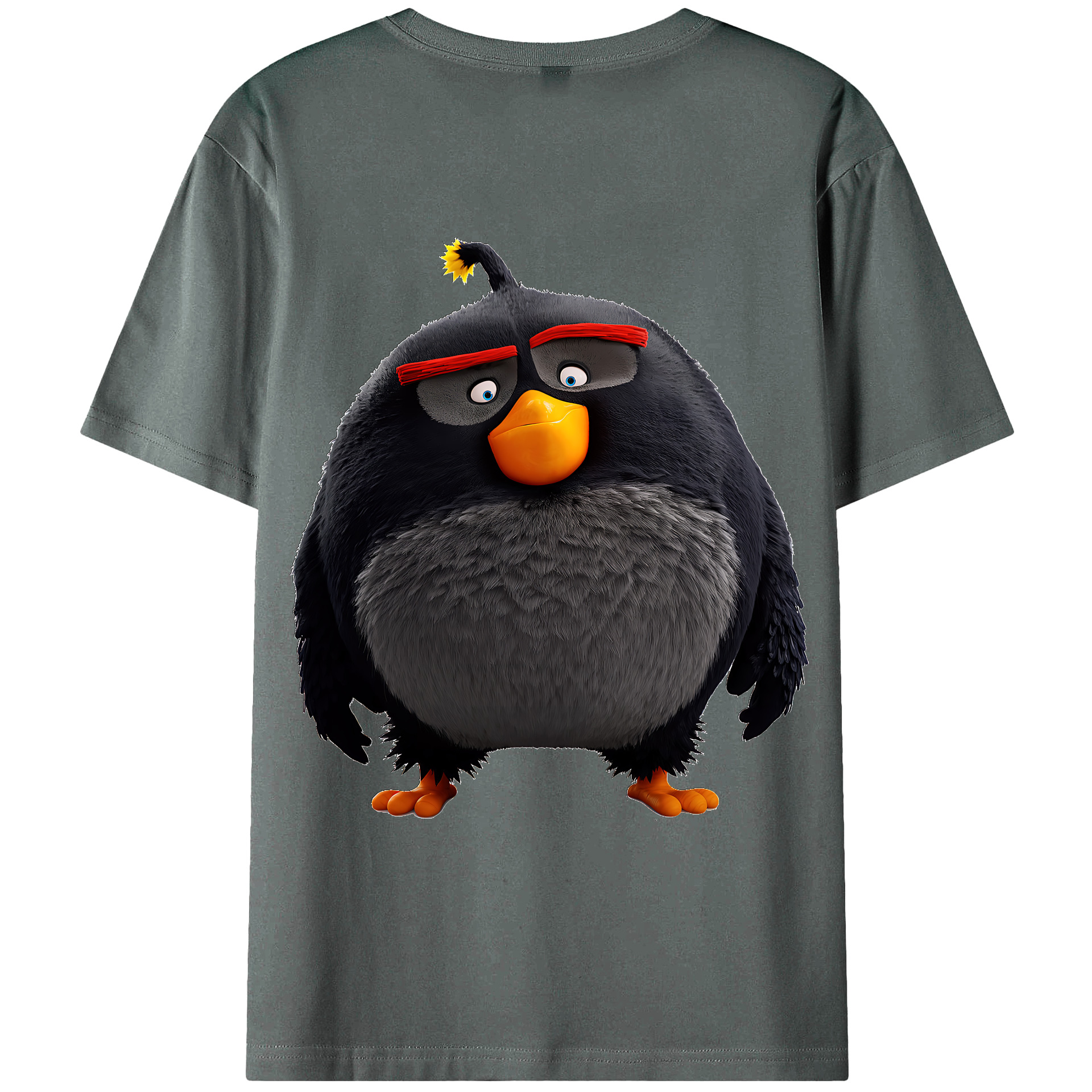 （画像用） Angry Birds アングリーバード 綿100％ メンズ半袖Tシャツ（バックプリント） 通気性